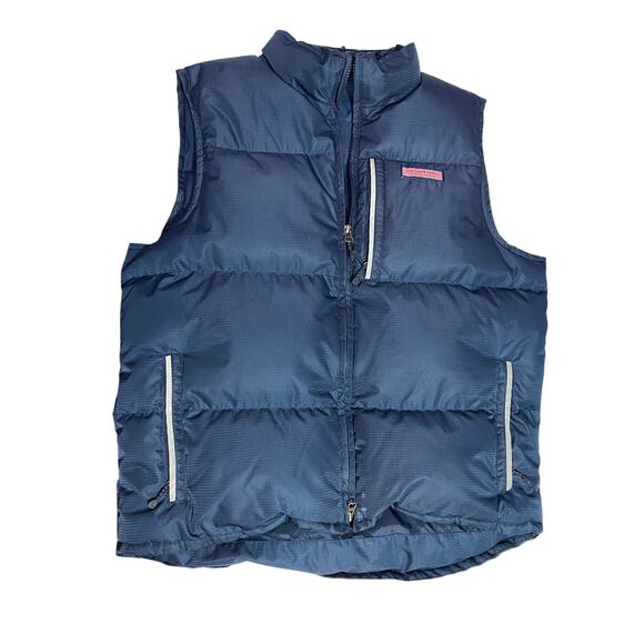 Vineyard Vines Navy Blue 80/20 Goose Down Zip 3 Pocket Puffer Vest Men’s Medium - Picture 4 of 11